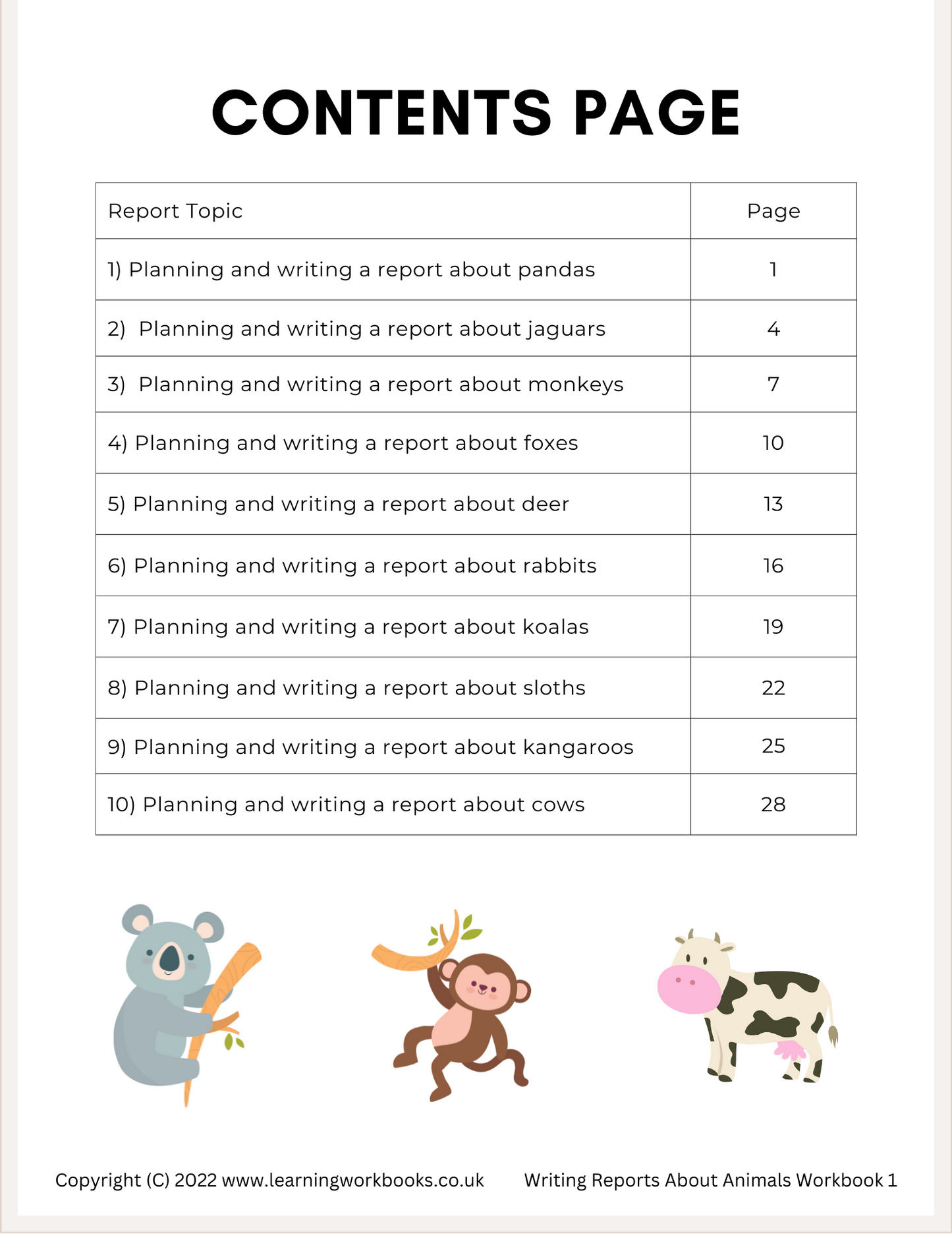 Writing Reports About Animals Workbook 1 (downloadable digital product)