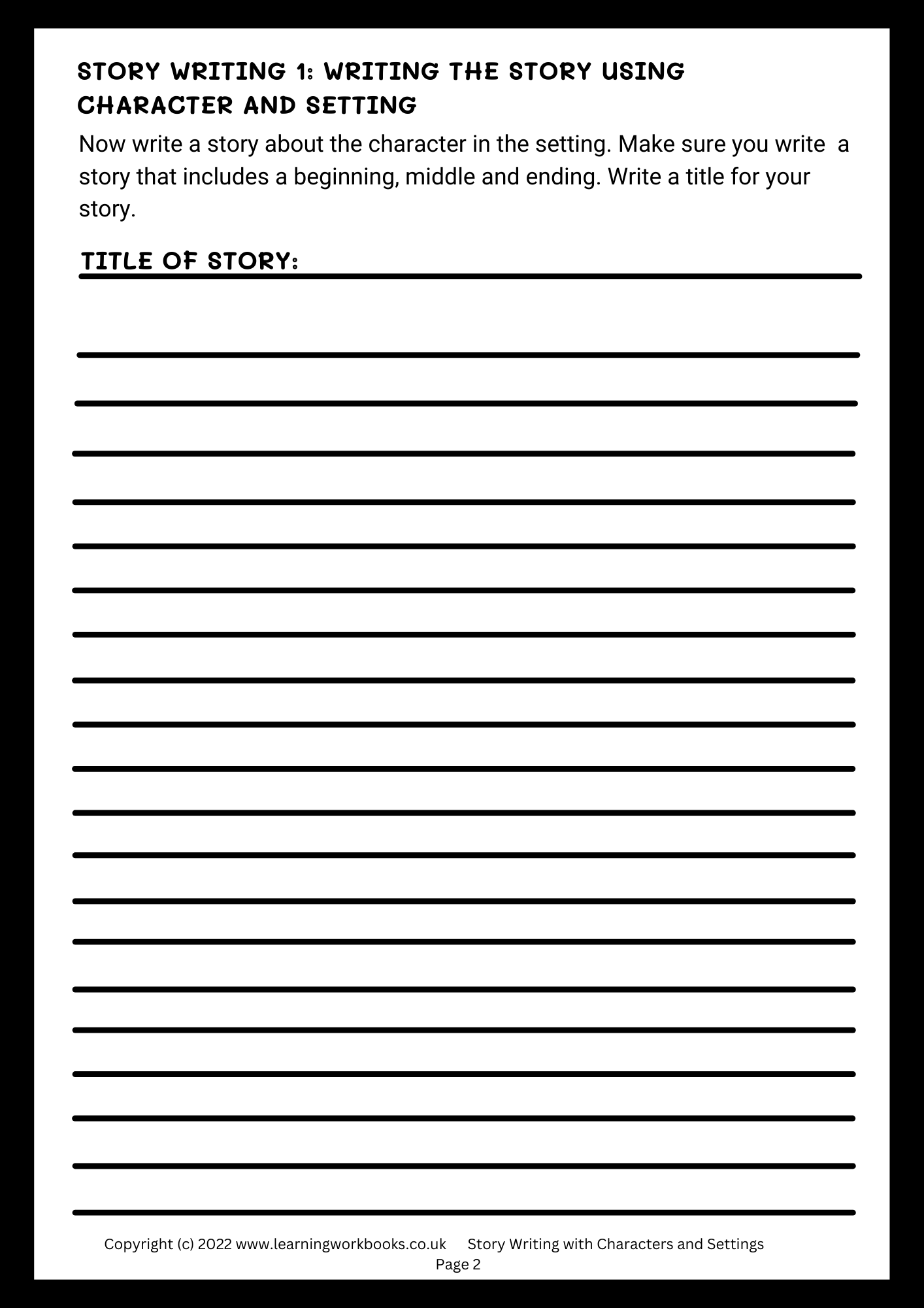 Story Writing with Characters and Settings (downloadable digital product)