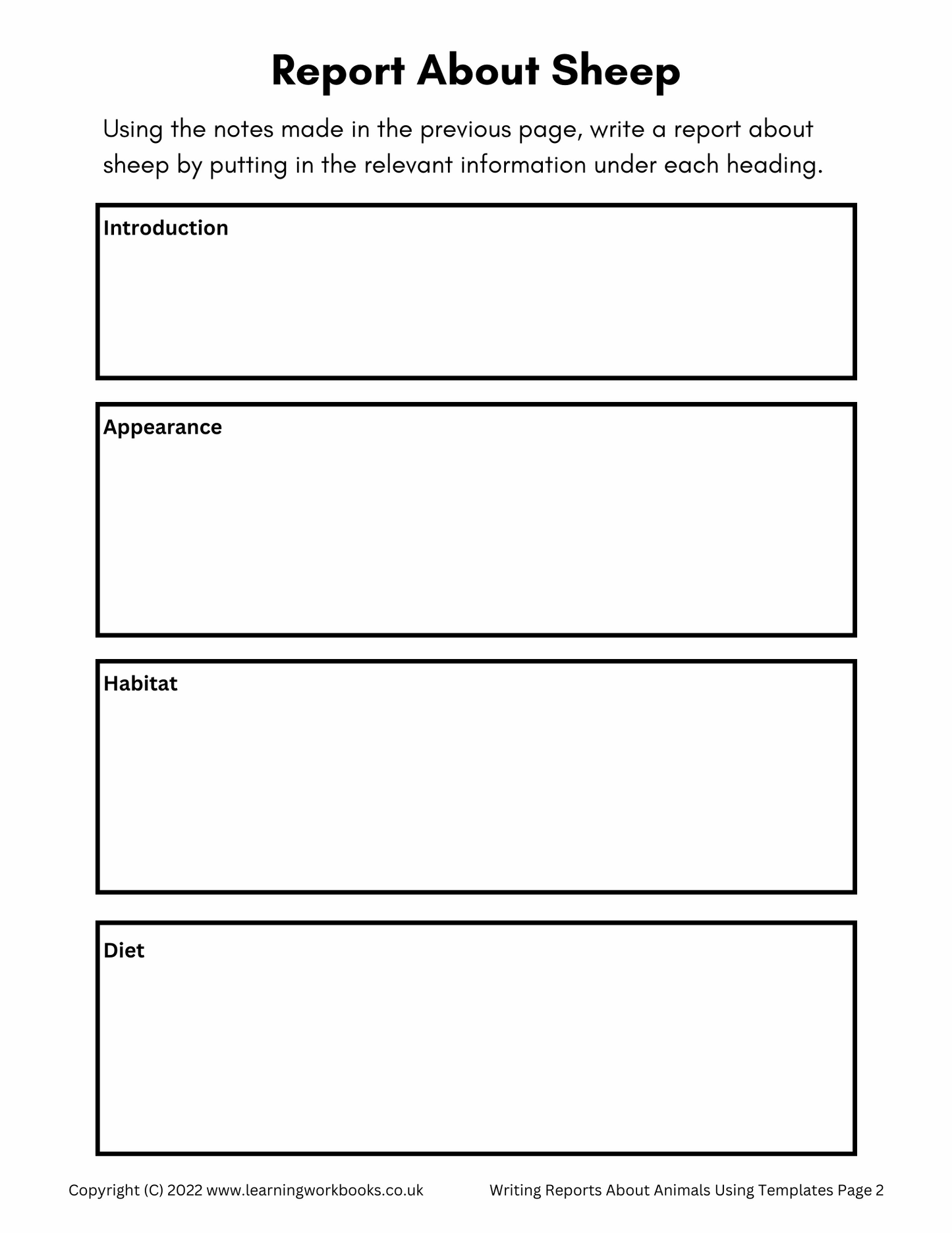 Writing Reports About Animals Using Templates Workbook 2 (downloadable digital product)