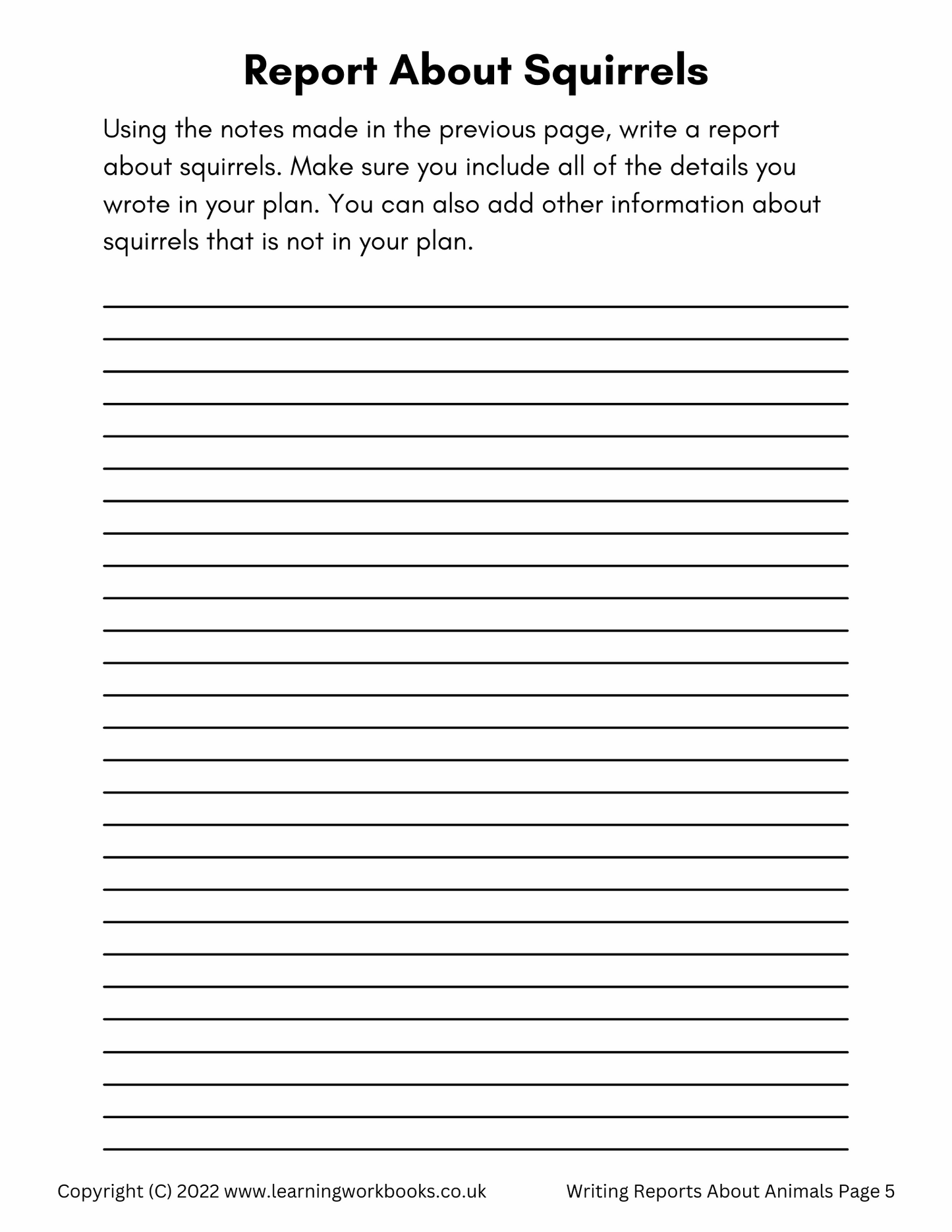 Writing Reports About Animals Workbook 2 (downloadable digital products)