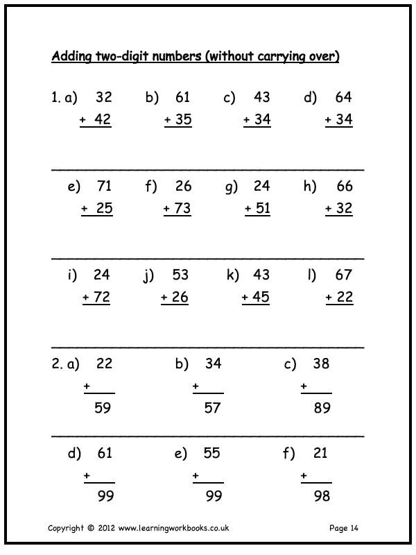 Addition to 100 Workbook A (downloadable digital product)