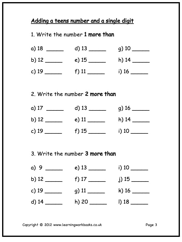 Addition to 100 Workbook A (downloadable digital product)