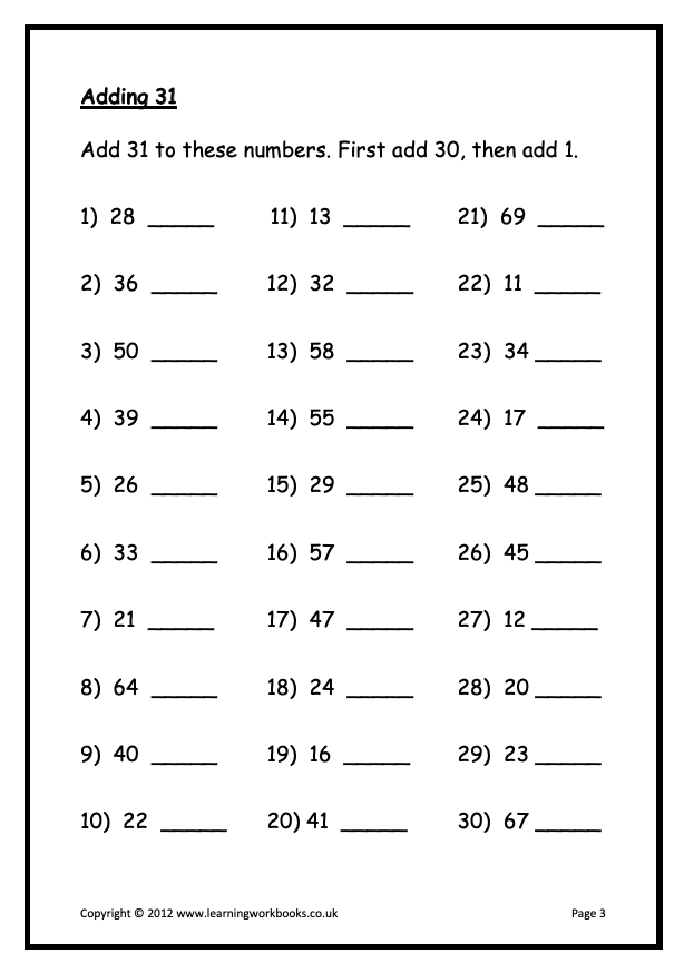 Addition to 100 Workbook B (downloadable digital product)
