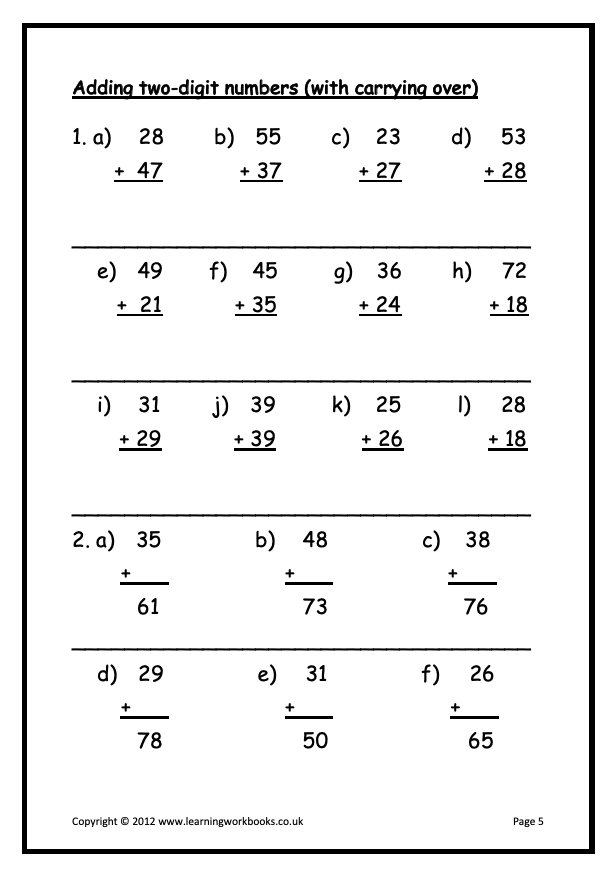 Addition to 100 Workbook B (downloadable digital product)
