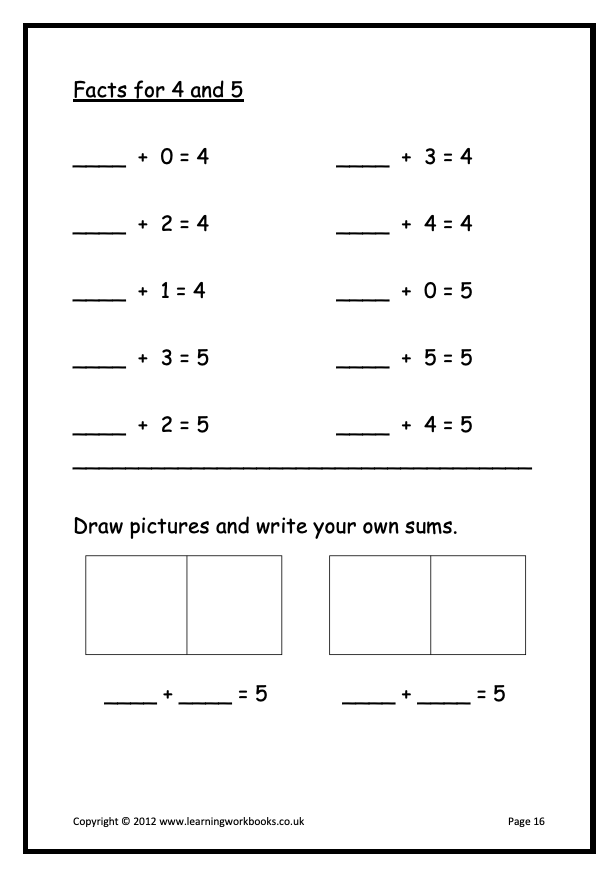 Addition to 5 Workbook (downloadable digital product)