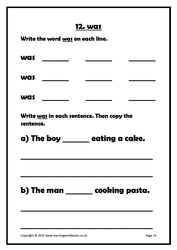 Common Words Workbook 1 (downloadable digital product)