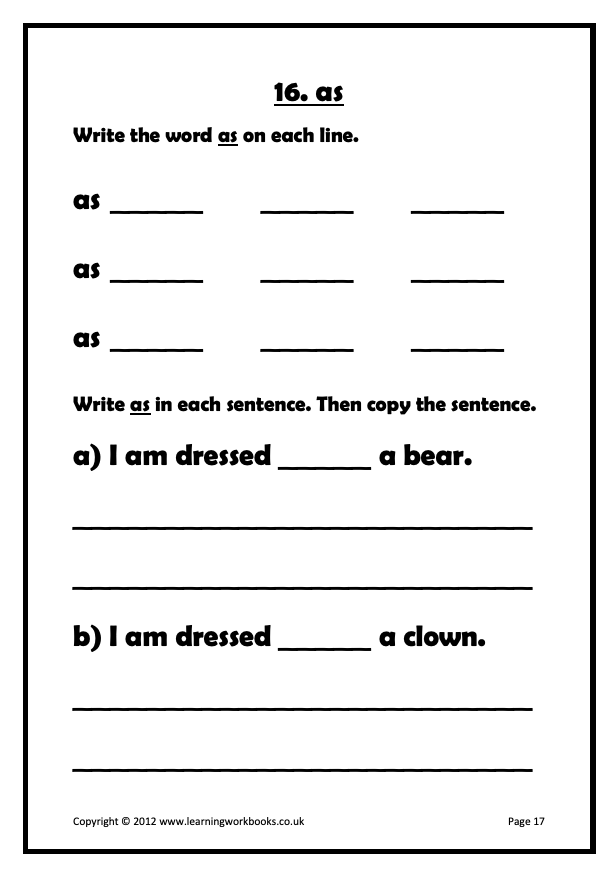 Common Words Workbook 1 (downloadable digital product)