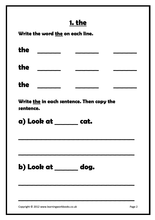 Common Words Workbook 1 (downloadable digital product)