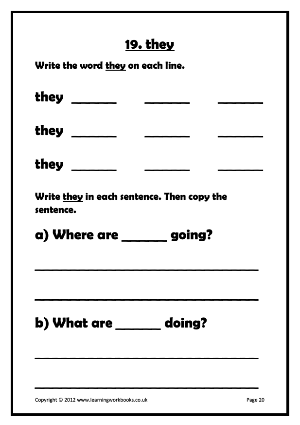 Common Words Workbook 1 (downloadable digital product)