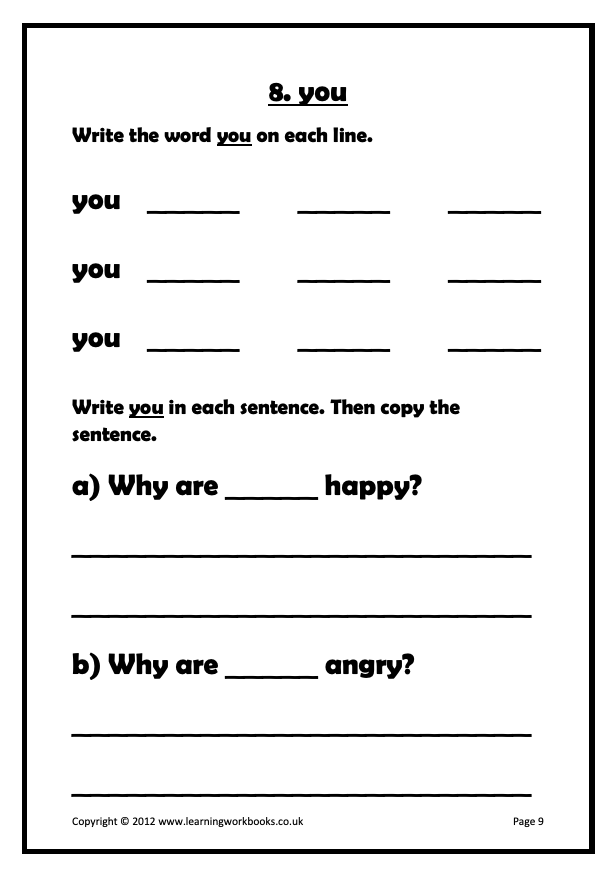 Common Words Workbook 1 (downloadable digital product)