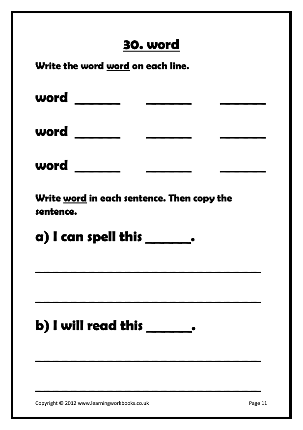 Common Words Workbook 2 (downloadable digital product)
