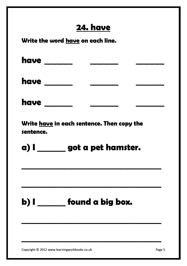 Common Words Workbook 2 (downloadable digital product)