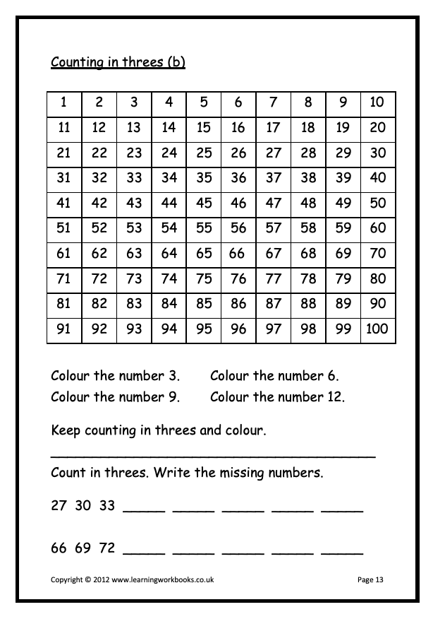 Counting to 100 Workbook (downloadable digital product)