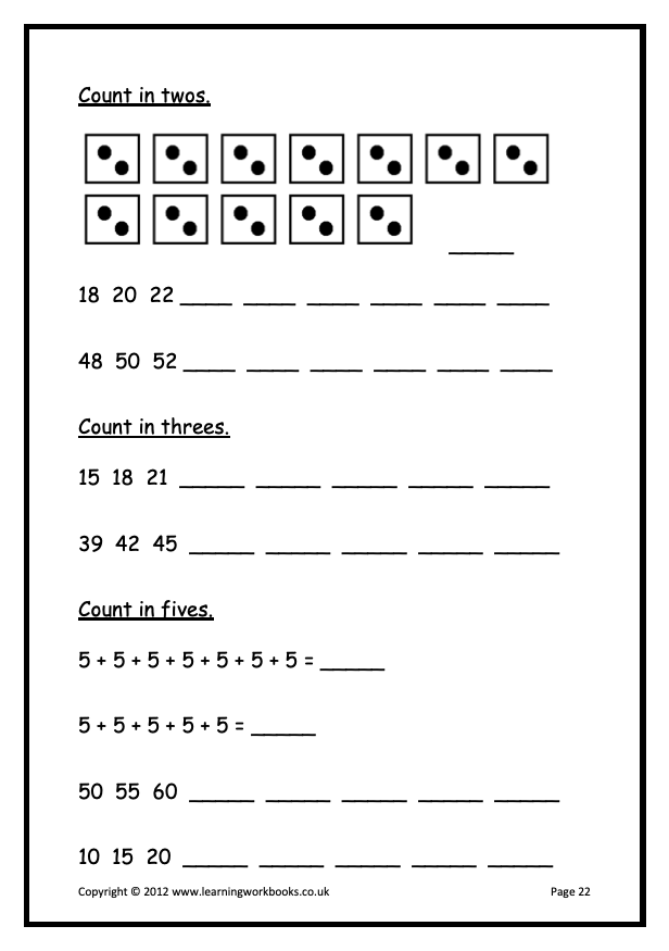 Counting to 100 Workbook (downloadable digital product)