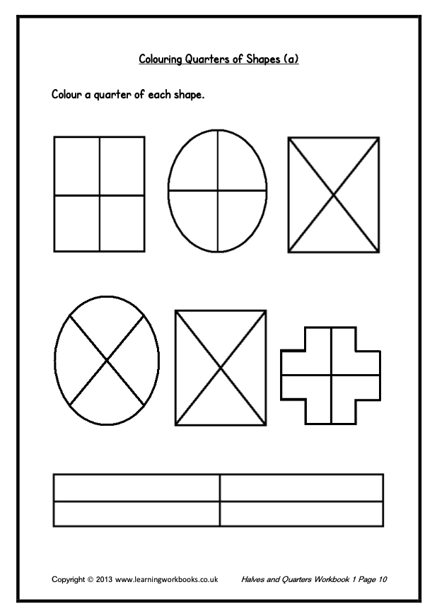 Fractions: Halves and Quarters Workbook 1 (downloadable digital product)
