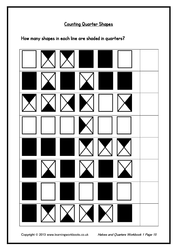 Fractions: Halves and Quarters Workbook 1 (downloadable digital product)