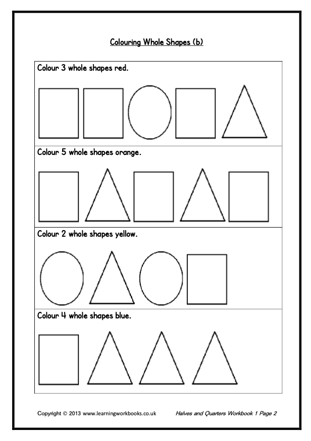 Fractions: Halves and Quarters Workbook 1 (downloadable digital product)