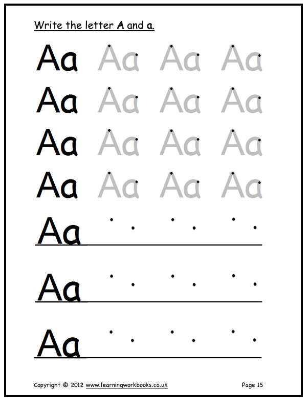 Alphabet Workbook Letter A (downloadable digital product)