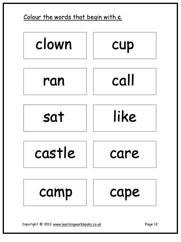 Alphabet Workbook Letter C (downloadable digital product)