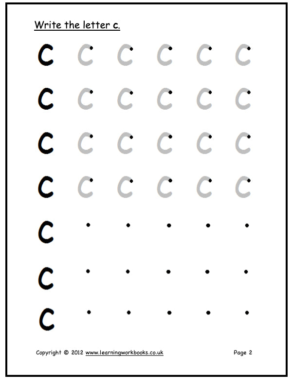 Alphabet Workbook Letter C (downloadable digital product)