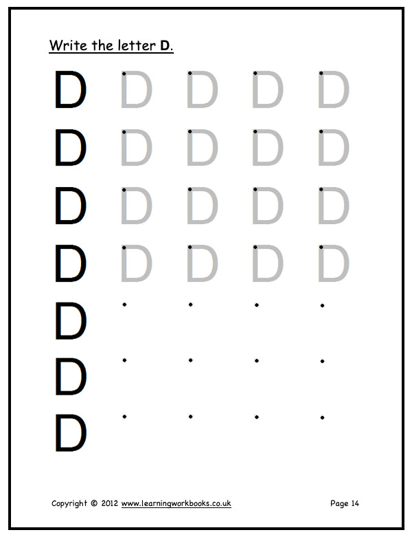 Alphabet Workbook Letter D (downloadable digital product)