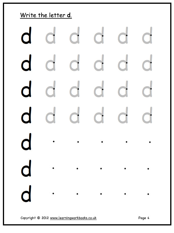 Alphabet Workbook Letter D (downloadable digital product)