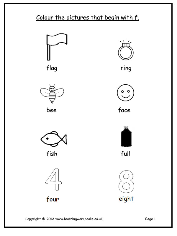 Alphabet Workbook Letter F (downloadable digital product)
