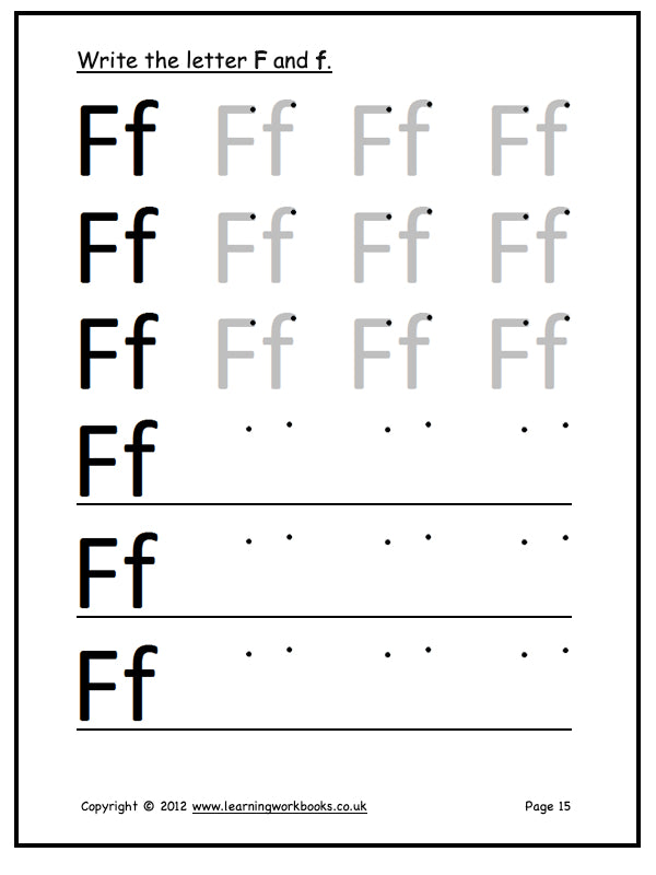 Alphabet Workbook Letter F (downloadable digital product)
