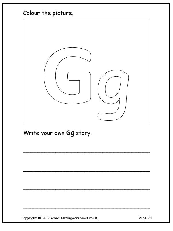 Alphabet Workbook Letter G (downloadable digital product)