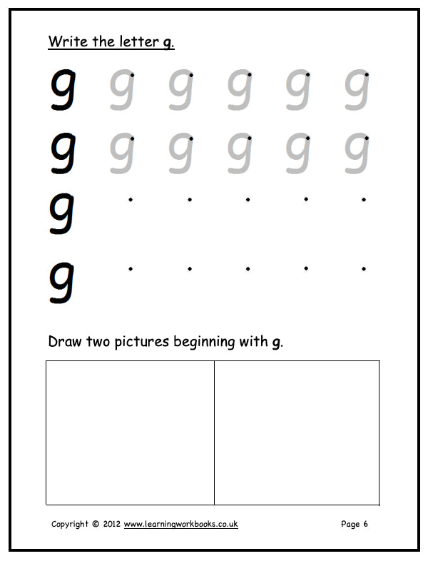 Alphabet Workbook Letter G (downloadable digital product)