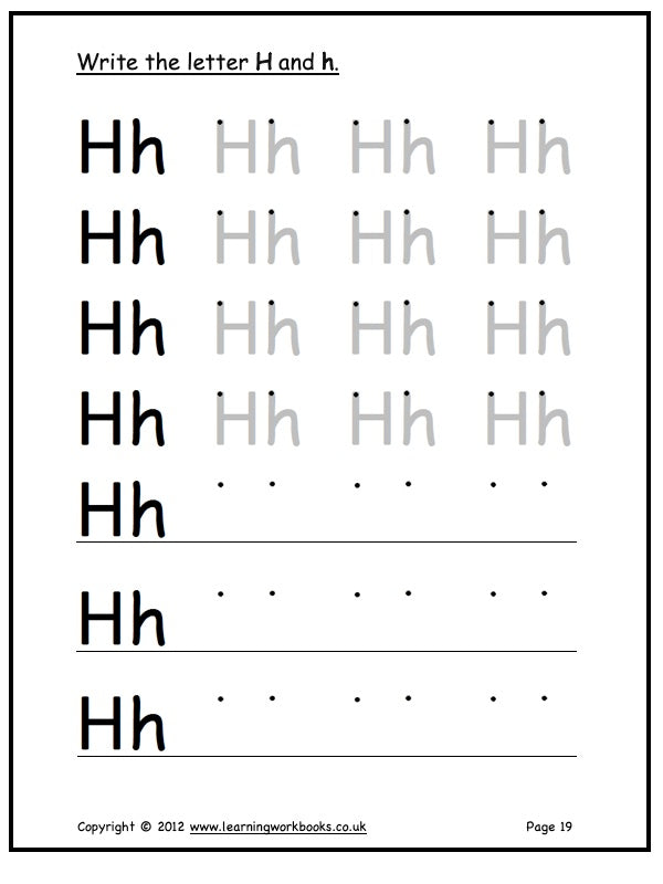 Alphabet Workbook Letter H (downloadable digital product)