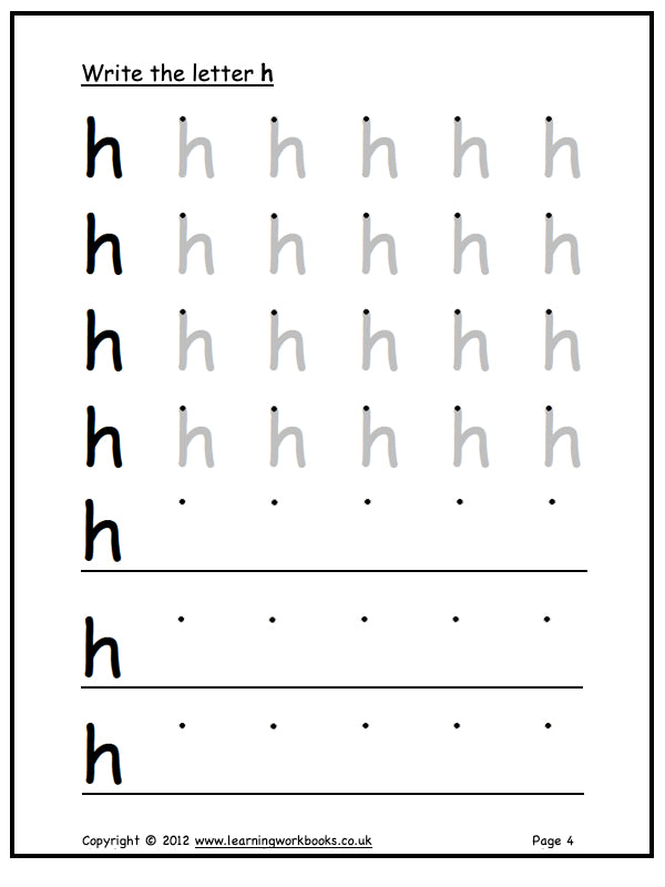 Alphabet Workbook Letter H (downloadable digital product)
