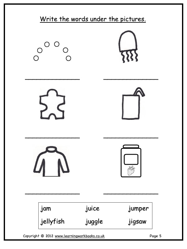 Alphabet Workbook Letter J (downloadable digital product)