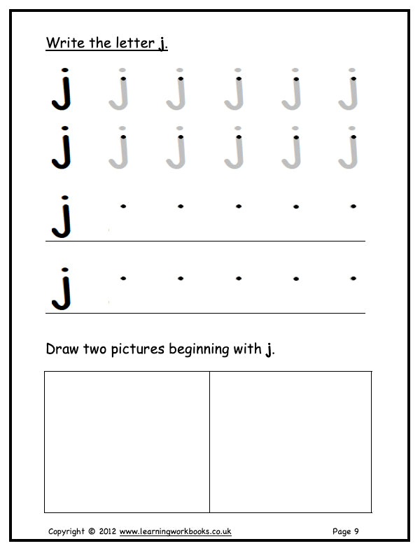 Alphabet Workbook Letter J (downloadable digital product)