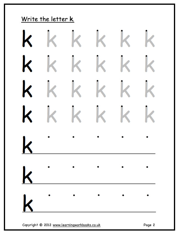 Alphabet Workbook Letter K (downloadable digital product)