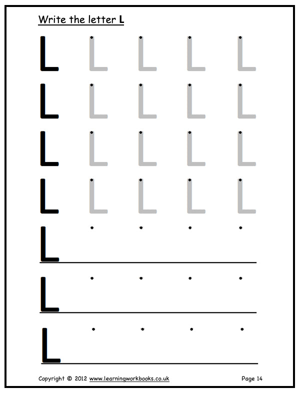 Alphabet Workbook Letter L (downloadable digital product)