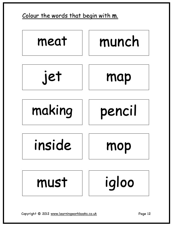 Alphabet Workbook Letter M (downloadable digital product)