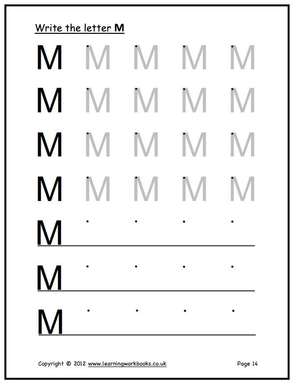 Alphabet Workbook Letter M (downloadable digital product)