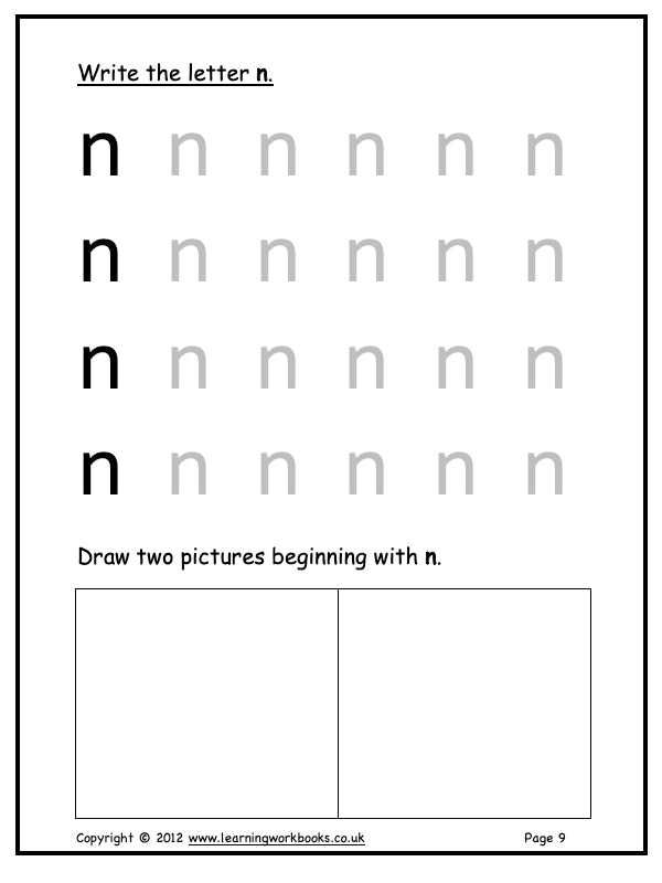 Alphabet Workbook Letter N (downloadable digital product)