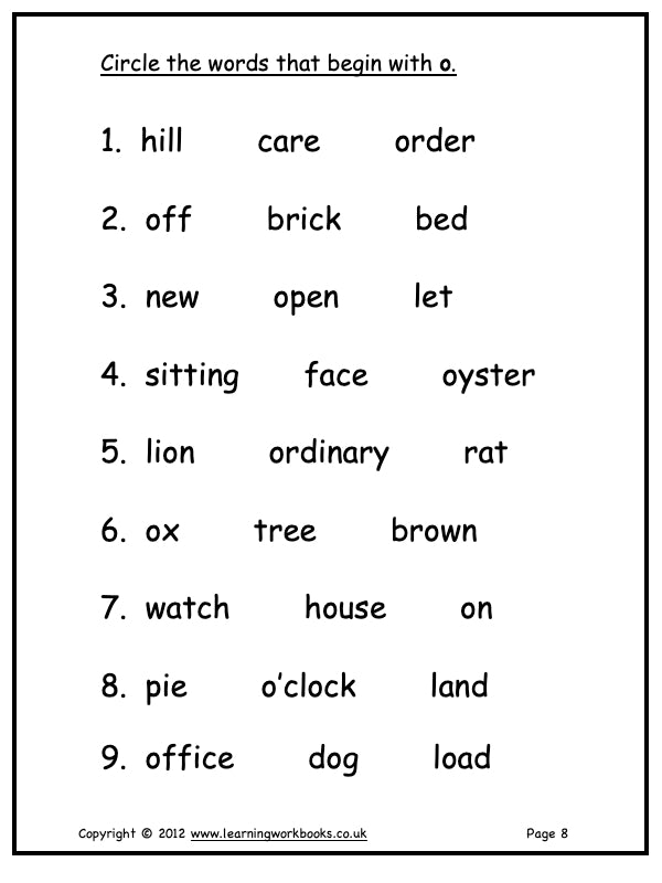 Alphabet Workbook Letter O (downloadable digital product)