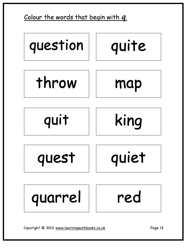 Alphabet Workbook Letter Q (downloadable digital product)