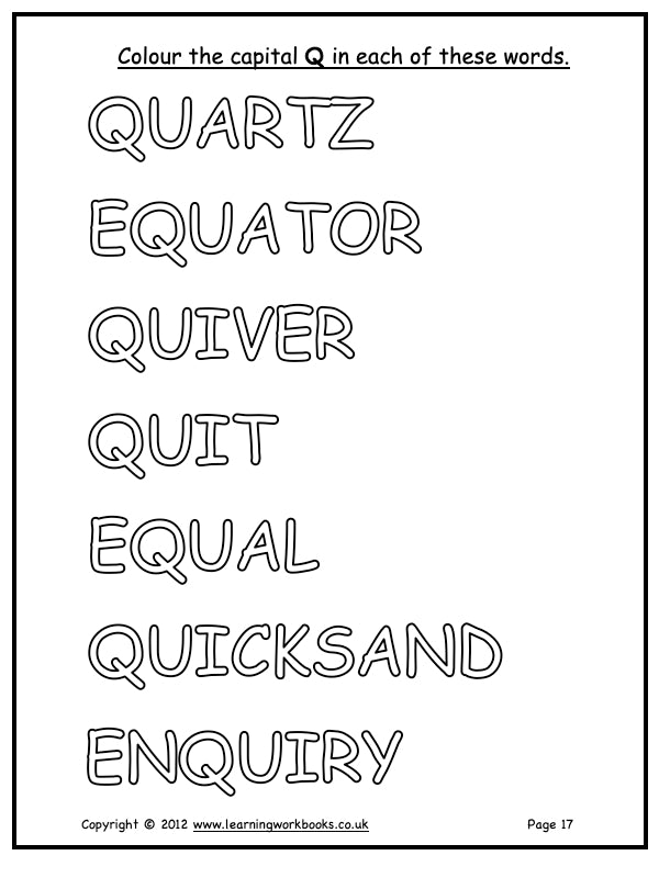 Alphabet Workbook Letter Q (downloadable digital product)