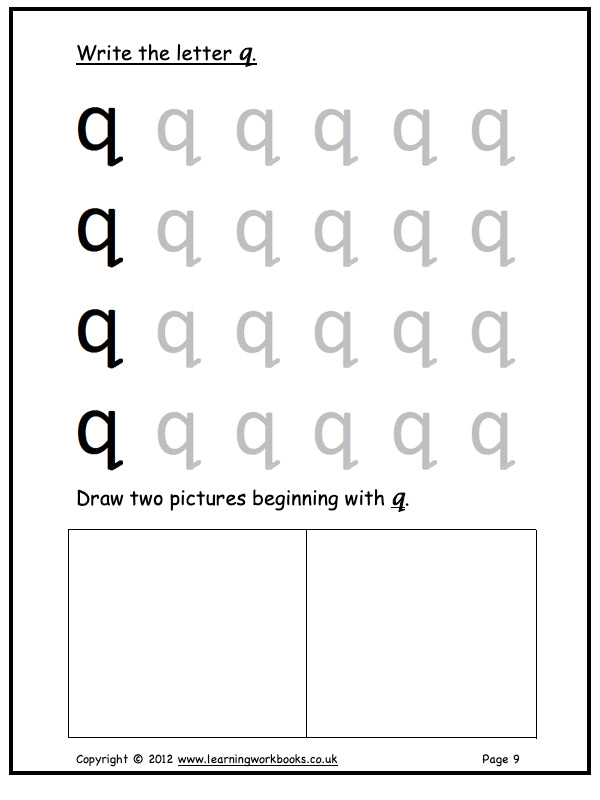 Alphabet Workbook Letter Q (downloadable digital product)