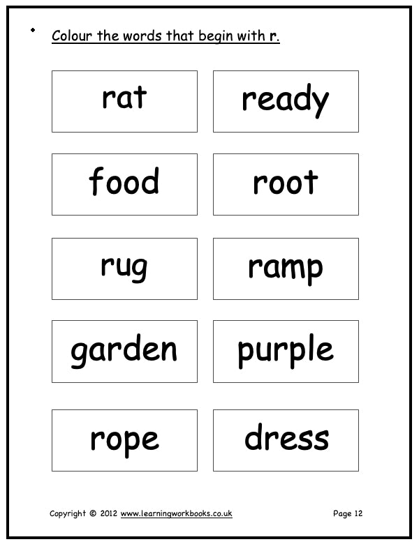 Alphabet Workbook Letter R (downloadable digital product)