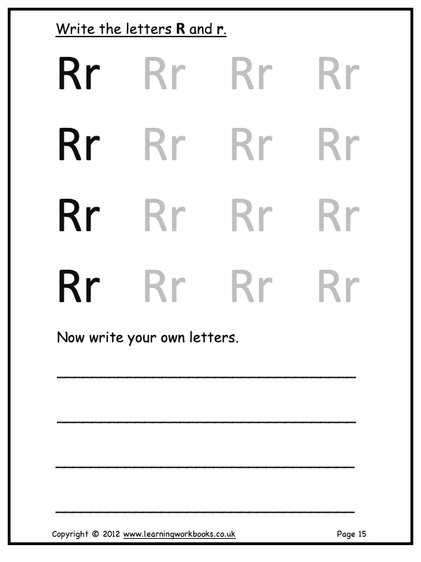 Alphabet Workbook Letter R (downloadable digital product)
