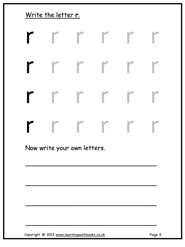 Alphabet Workbook Letter R (downloadable digital product)