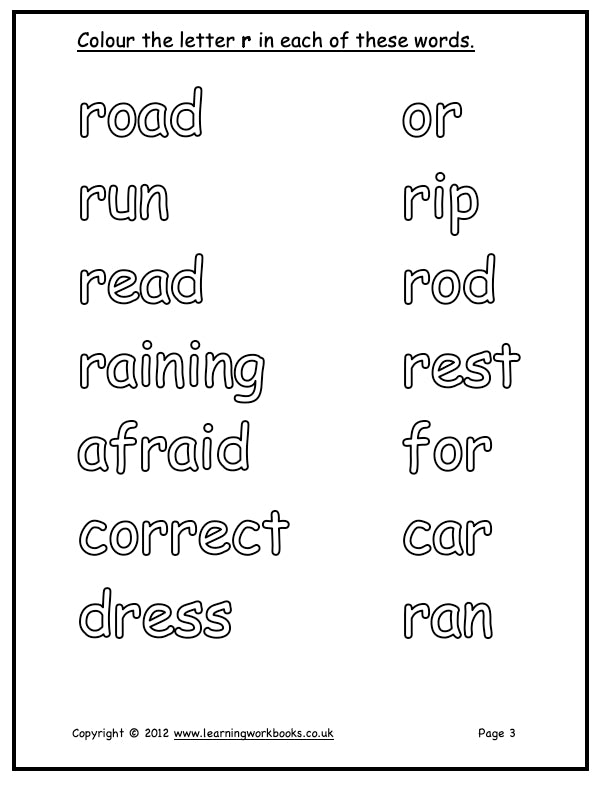 Alphabet Workbook Letter R (downloadable digital product)