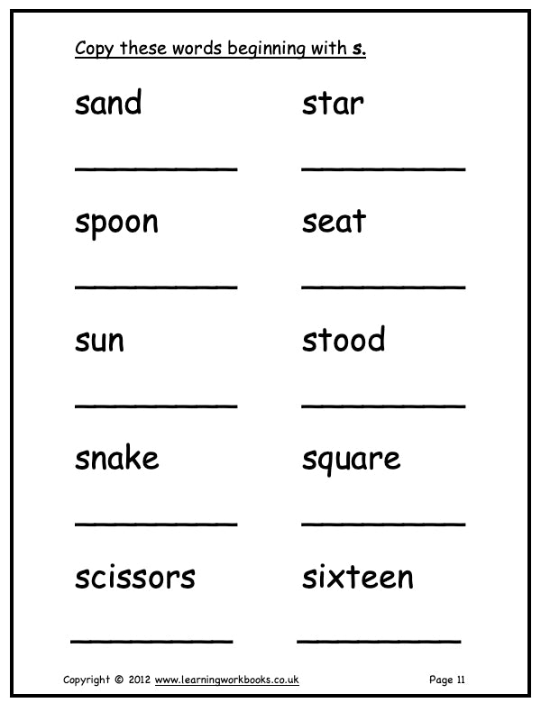 Alphabet Workbook Letter S (downloadable digital product)