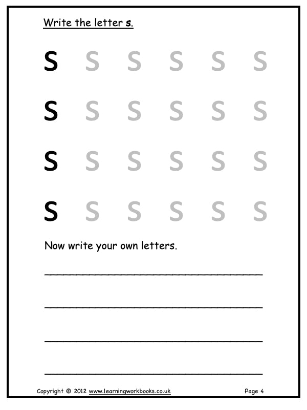 Alphabet Workbook Letter S (downloadable digital product)