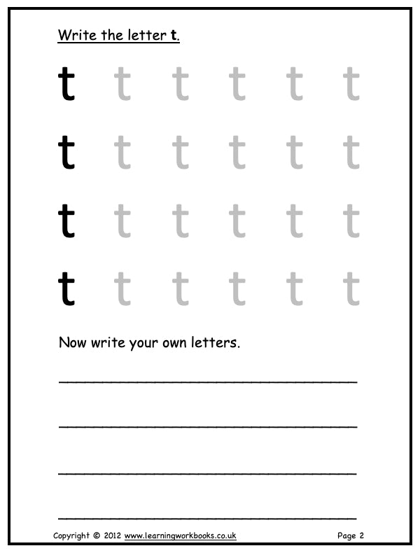 Alphabet Workbook Letter T (downloadable digital product)